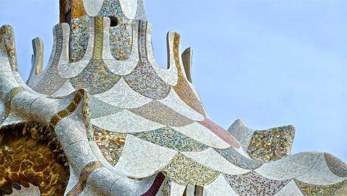 Gaudi Mosaic Roof Park Guell Spain