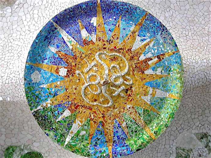 Sala Hipóstila Roof Mosaic Park Guell Spain Gaudi