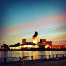 The Imperial war Museum, Salford Quays at dusk by Mark Wallis